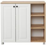 Just Home Ares 2 Kapaklı 3 Raflı Meşe Beyaz Çok Amaçlı Dolap