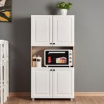 Just Home Ares 4 Kapaklı Orta Bölmeli Meşe Beyaz Çok Amaçlı Dolap