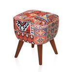 Just Home Renkli Retro Kare Dijital Patchwork Puf