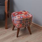 Just Home Retro Kare Dijital Patchwork Puf - Renkli - 40 cm