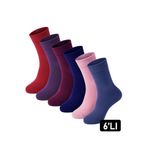 Just Inner Kadın Çorap 6’lı Koyun Yünü (Lambswool), Renkli-2, 36-40