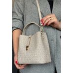 Just Polo Baskı Desenli Özel Seri Kadın Omuz Çantası 92055-GQ Taş - Bizon