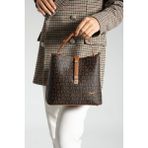 Just Polo Baskı Desenli Su Geçirmez 3 Gözlü Kadın Omuz Çantası 22X20CM MDS2505 - Kahverengi - Taba