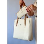 Just Polo Büyük Boy 31 cm * 30 cm 4 Bölmeli Günlük Kullanıma Uygun Tote Bag Kadın Omuz Çantası 4067 - Açık Yeşil - Turuncu - Fuşya