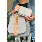Just Polo Çok Bölmeli Astarlı Ayarlanabilir Askılı Kadın Sırt Çantası 4058-GD Gri Kombin - G Silver - Black