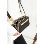 Just Polo Günlük Kombinlere Uygun Kadın 3D Baskılı Ayarlanabilir Askılı Şık Omuz Çantası Ebat: 16 x 26 cm - Siyah Taba
