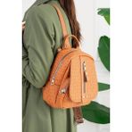 Just Polo JP2177 Çok Bölmeli Astarlı Ayarlanabilir Askılı Kadın Sırt Çantası OZT2177 - Taba