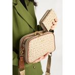 Just Polo Just Polo Kadın Suya Dayanıklı Baskı Desenli 5 Bölmeli Çapraz Çanta Omuz Çantası Ve Cüzdan Kombini Tr3502 - Vizon - Camel