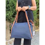 Just Polo Kadın 2 Bölmeli Kabartma Desenli Şık El Çantası Shopper P344028PC - Tek Ebat - Lacivert