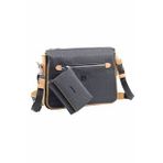 Just Polo Kadın 3 Bölmeli Ayarlanabilir Uzun Askılı Postacı Çanta ve Cüzdan Kombini MDS4013-1002 - Siyah - Taba