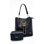 Just Polo Kadın 3 Bölmeli Çanta Cüzdan Takımı TYCET072065 - Siyah