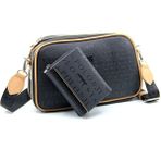 Just Polo Kadın Ayarlanabilir Askılı 6 Bölmeli Mini Çanta ve Cüzdan Kombini PBU4023-1002 - Siyah - Taba