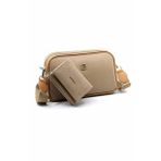 Just Polo Kadın Ayarlanabilir Askılı 6 Bölmeli Mini Çanta ve Cüzdan Kombini PBU4023-1002 - Vizon
