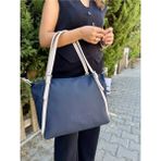 Just Polo Kadın Büyük Boy Ayarlanabilir Askılı Lüks Shopper El & Omuz Çantası Shoulder Bag - Tek Ebat - Lacivert - Taş