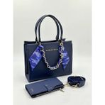 Just Polo Kadın Gold Zincirli Şal Detaylı Şık El & Omuz Çantası ve Cüzdanı Kombin Shopper Ebat: 20 x 25 cm