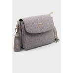 Just Polo Kadın Gri Baskı Desenli Kolon Askılı 3 Bölmeli Omuz Çantası 25X15CM - 25 x 15 cm