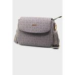 Just Polo Kadın Gri Baskı Desenli Kolon Askılı 3 Bölmeli Omuz Çantası 25X15CM - Tek Ebat
