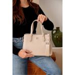 Just Polo Kadın Günlük Kullanıma Uygun Ayarlanabilir Askılı Lüks El ve Omuz Çantası Shoulder Bag Shopper - Taş