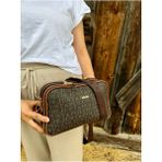 Just Polo Kadın Günlük Kullanıma Uygun Baskılı Ayarlanabilir Askılı Şık Omuz Çantası Ebat: 26 x 16 cm - Kahverengi - Taba