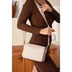 Just Polo Kadın Kabartma Baskılı El ve Omuz Çantası Shopper - Ekru
