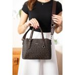 Just Polo Kadın Kabartma Desenli Lüks Omuz Çantası Shoulder Bag - Tek Ebat - Kahverengi