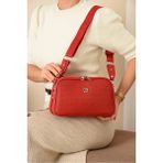 Just Polo Kadın Kabartma Desenli Lüks Omuz Çantası Shoulder Bag - Tek Ebat - Kırmızı