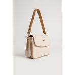 Just Polo Kadın Krem Taba Baskı Desenli Kolon Askılı 3 Bölmeli Omuz Çantası 23X16CM MDS2184 - Krem - Taba