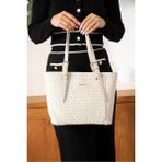 Just Polo Kadın L Büyük Boy Lüks El Çantası Ebat : 24 x 27 cm Shopper - Krem