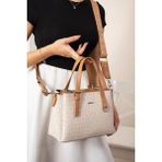 Just Polo Kadın Orijinal Ayarlanabilir Askılı Şık El ve Omuz Çantası Shopper Ebat : 18 x 25 cm - Tek Ebat - Krem - Camel