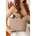 Just Polo Kadın Orijinal Just Polo Yeni Sezon Büyük Boy Lüks El Çantası Shopper Ebat : 25 x 30 cm - Kum Kahverengi