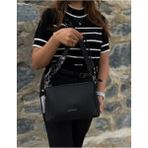 Just Polo Kadın Orijinal Just Polo Yumuşak Deri Şal Detaylı Ayarlanabilir Askılı El ve Omuz Çantası Shopper - Siyah