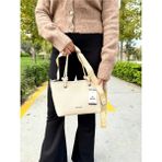Just Polo Kadın Orijinal Yumuşak Deri 4 Bölmeli Günlük Lüks El ve Omuz Çantası Shoulder Bag - Tek Ebat - Krem