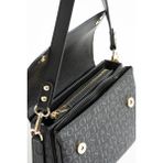Just Polo Kadın Siyah Baskı Desenli Kolon Askılı 3 Bölmeli Omuz Çantası 25X15CM - Tek Ebat