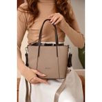 Just Polo Kadın Spor Model Ayarlanabilir Askılı Şık El ve Omuz Çantası Ebat : 24 x 20 cm Shopper - Kum - Kahve