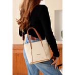 Just Polo Kadın Spor Model Ayarlanabilir Askılı Şık El ve Omuz Çantası Ebat : 24 x 20 cm Shopper - Tek Ebat - Krem - Camel