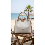 Just Polo Kadın Su Geçirmez Ayarlanabilir Askılı Büyük Boy Lüks Omuz Çantası Shoulder Bag Ebat: 27 x 30 cm - Tek Ebat - Krem