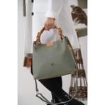 Just Polo Kadın Su Geçirmez Büyük Boy Lüks El ve Omuz Çantası Shopper Ebat: 26 x 30 cm - Haki