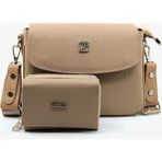 Just Polo Kadın Su Geçirmez Şık El & Omuz Çantası ve Cüzdanı Kombin Shopper - Tek Ebat - Vizon - Camel