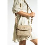Just Polo Kadın Vizon Baskı Desenli Kolon Askılı 3 Bölmeli Omuz Çantası 23X16CM MDS2184