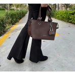 Just Polo Kadın Yeni Sezon Yumuşak Deri 4 Bölmeli Ayarlanabilir Askılı Lüks El ve Omuz Çantası Shopper - Kahverengi