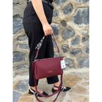 Just Polo Kadın Yeni Sezon Yumuşak Deri Şal Detaylı Ayarlanabilir Askılı Şık El ve Omuz Çantası Shopper - Bordo