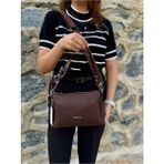 Just Polo Kadın Yeni Sezon Yumuşak Deri Şal Detaylı Ayarlanabilir Askılı Şık El ve Omuz Çantası Shopper - Kahverengi