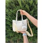 Just Polo Kadın Yeni Sezon Yumuşak Derili 4 Bölmeli Lüks El ve Omuz Çantası Shopper Ebat: 28 x 20 cm - Krem