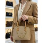 Just Polo Kadın Zincir Detaylı Lüks El ve Omuz Çantası Shopper Ebat : 25X22 cm - 25 x 22 cm - Vizon