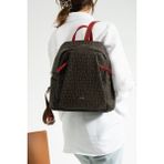 Just Polo Kahverengi Kırmızı 9 Bölmeli Büyük Boy Kadın Sırt Çantası 28X33CM PBU4040 - Kahverengi - Kırmızı