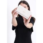 Just Polo Krem Kadın Desenli Mıknatıs Kapamalı Cüzdan JP002 - Krem Rengi