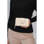 Just Polo Krem Taba 20 Kart Kapasiteli 2 Bölmeli + Bozuk Para Bölmeli Vegan Cüzdan 1005MH - Krem - Taba
