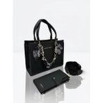 Just Polo Lüks Tasarım Gold Zincirli Şal Detaylı Şık El & Omuz Çantası ve Cüzdanı Kombin Shopper Ebat: 20 x 25 cm