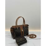 Just Polo Lüks Tasarım Lüks El & Omuz Çantası Gold Detaylı Özel Tasarım Çanta ve Uyumlu Cüzdan 22X28 cm - 22 x 28 cm - Kahverengi - Taba