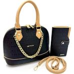 Just Polo Lüks Tasarım Zincir Detaylı Lüks El & Omuz Çantası ve Cüzdanı Kombin Shopper Ebat : 25X22 cm - Tek Ebat